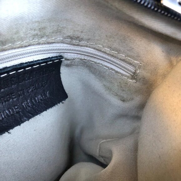 VTG BORSE IN PELLE Crossbody Purse Black Genuine Leather Zipper Shoulder Bag - Picture 2 of 7